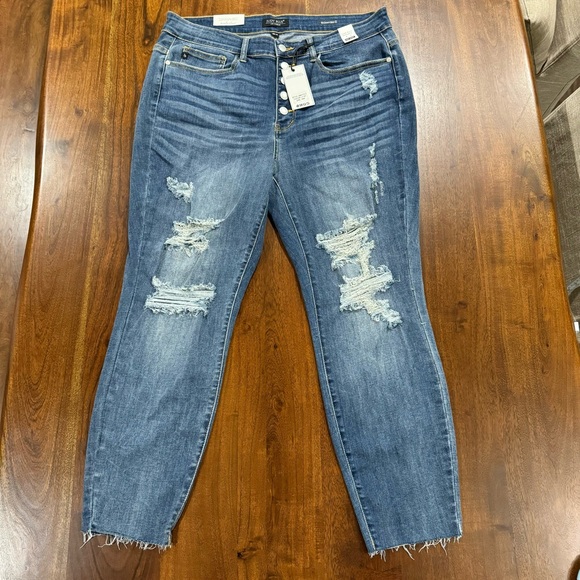 Judy Blue Denim - New! Judy Blue Button Fly Skinny High Waist Distressed Jeans Women’s Size 18W